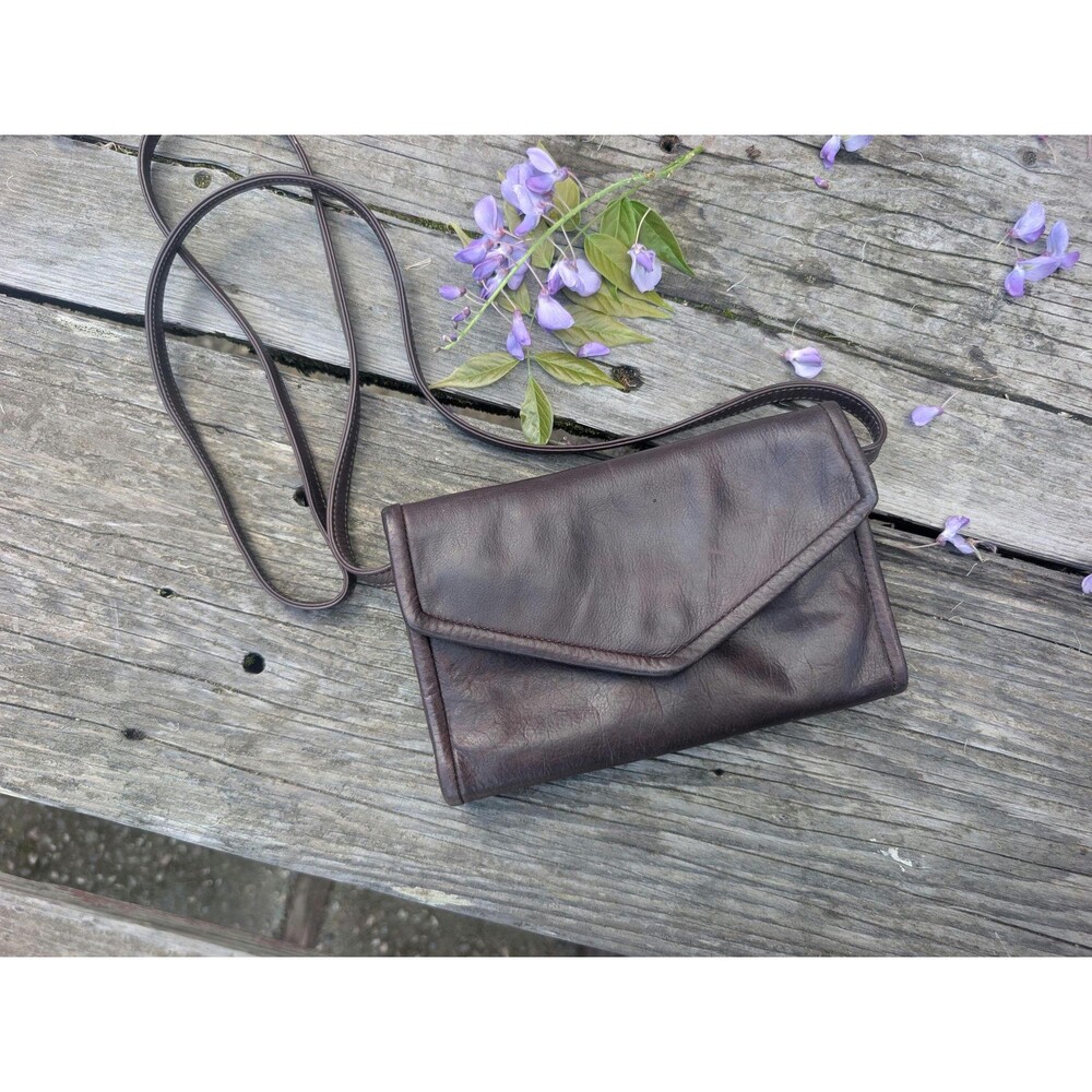 Vintage Julia Duren Brown Leather Crossbody Purse Handbag